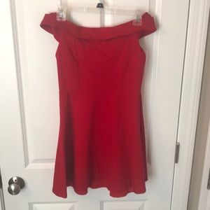 Lulus red off the shoulder skater dress